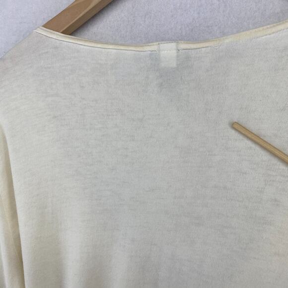 EILEEN FISHER Top PM Petite Stretch Cotton Balletcore Wrap Tie Off White USA - Picture 9 of 12